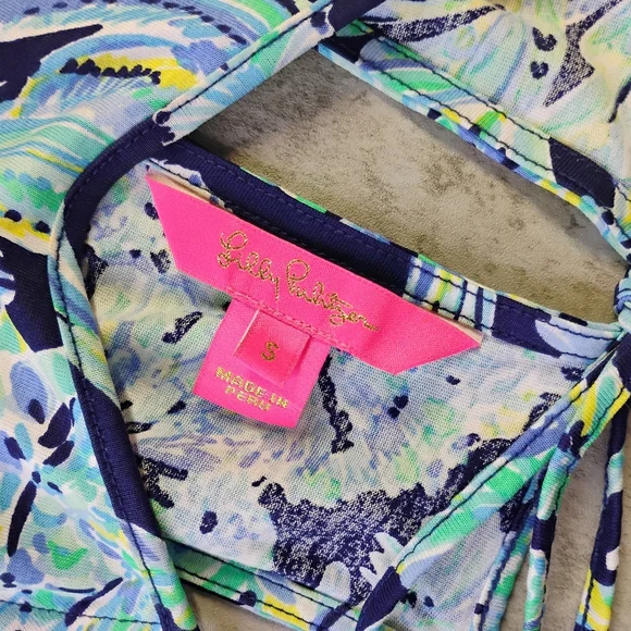 Lilly Pulitzer‎ Margot Swing Dress High Tide Blue Floral Womens Small Beachy - Picture 9 of 14